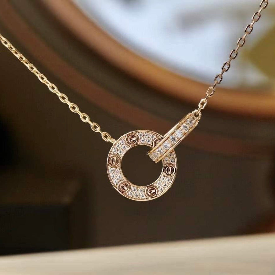 [Kincade Jewelrys] COLLAR LOVE DE 7,6 MM EN ORO ROSA Y PLATA CON DIAMANTES
