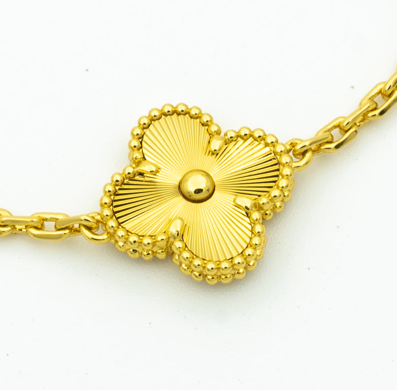 [Kincade Jewelrys]CLOVER BRACELET 5 MOTIFS GOLD DIAMOND