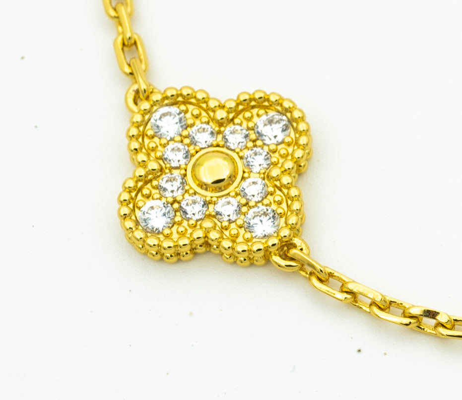 [Kincade Jewelrys]CLOVER BRACELET 5 MOTIFS GOLD DIAMOND