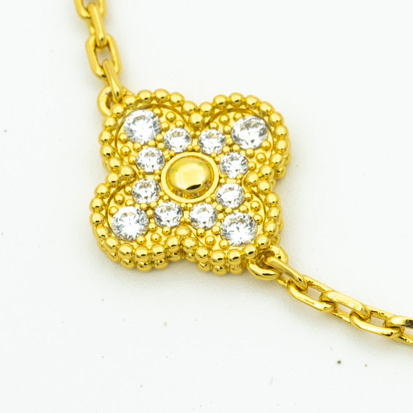 [Kincade Jewelrys]CLOVER BRACELET 5 MOTIFS GOLD DIAMOND
