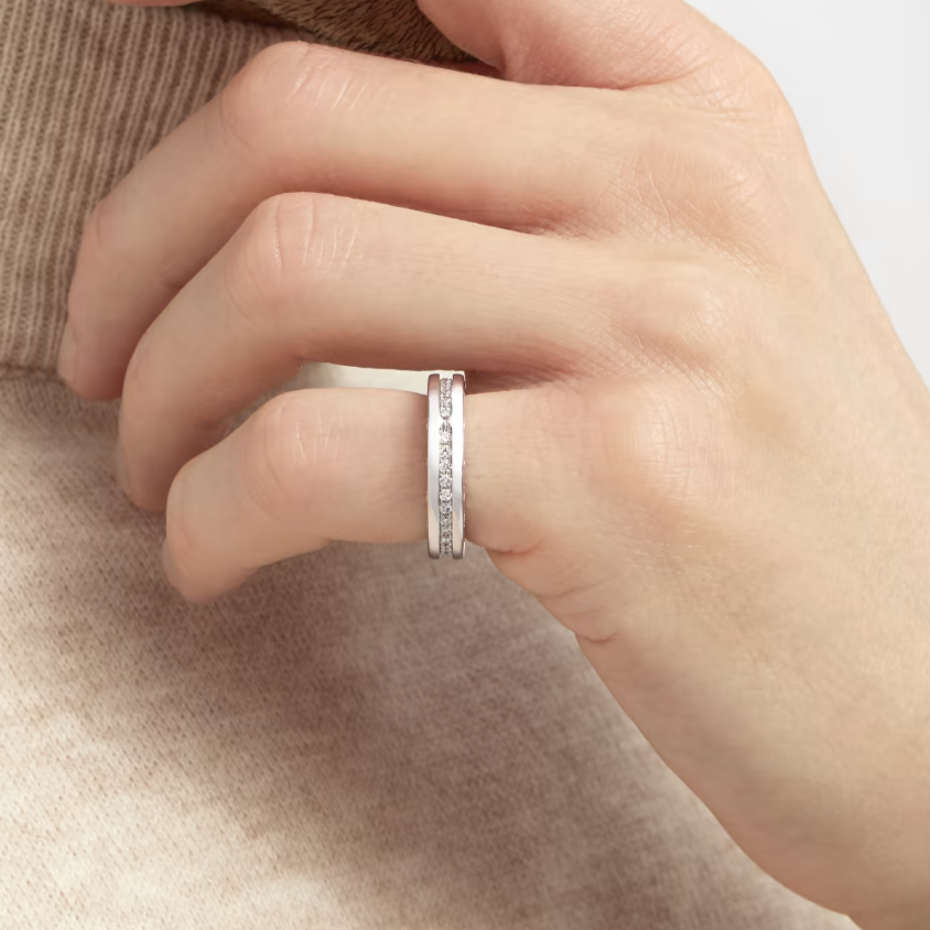 [Kincade Jewelrys]ZERO 1 ONE-BAND PAVED DIAMONDS ON THE SPIRAL RING