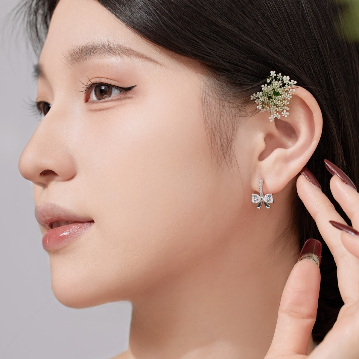 [Kincade Jewelrys]Exquisite Earrings With Heart-Shaped Bow Design