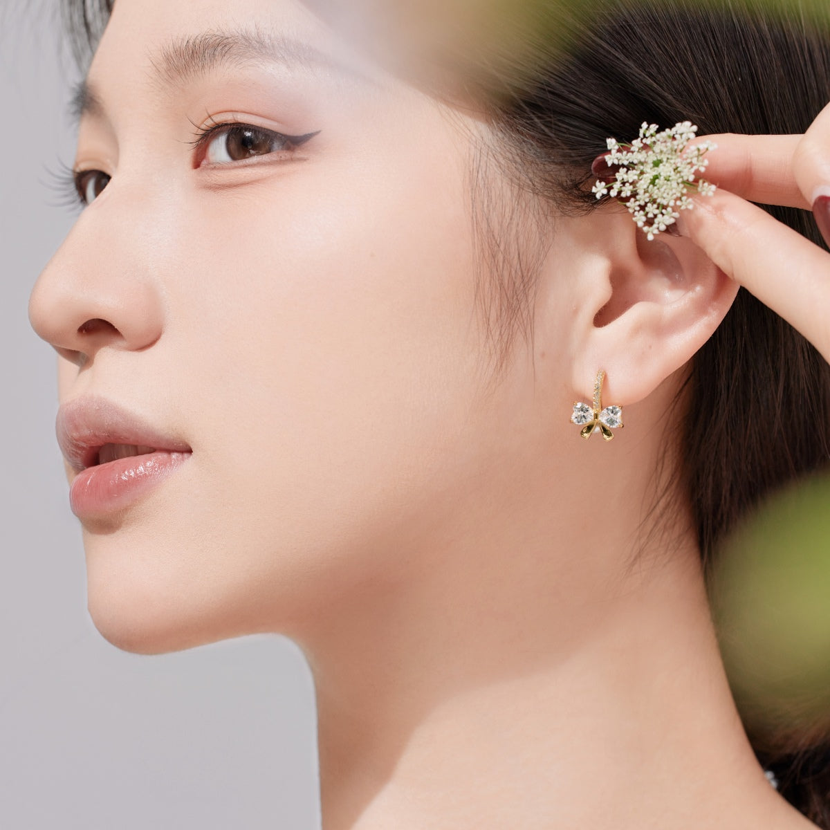 [Kincade Jewelrys]Exquisite Earrings With Heart-Shaped Bow Design