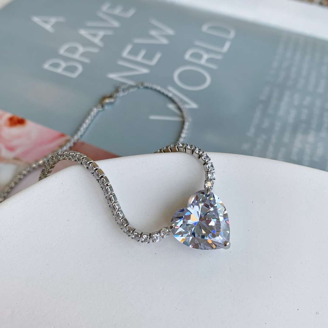 [Kincade Jewelrys]8.0 Carat Versatile Colorful Sweet Heart-Shaped Tennis Necklace