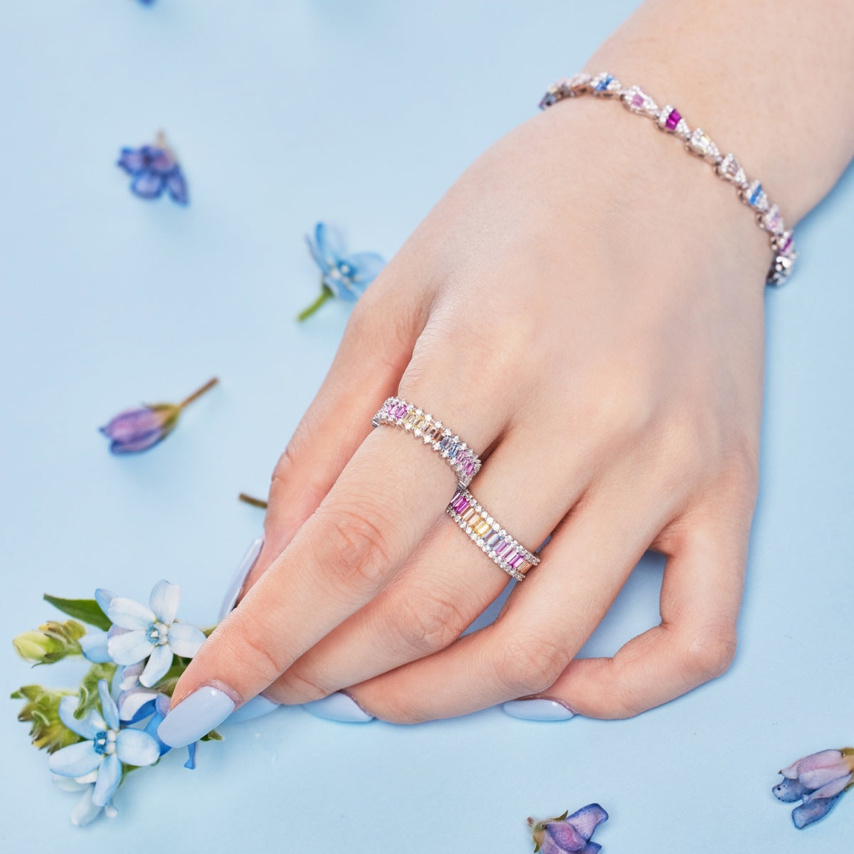 [Kincade Jewelrys]Dainty Kaleidoscopic Emerald Cut Daily Ring
