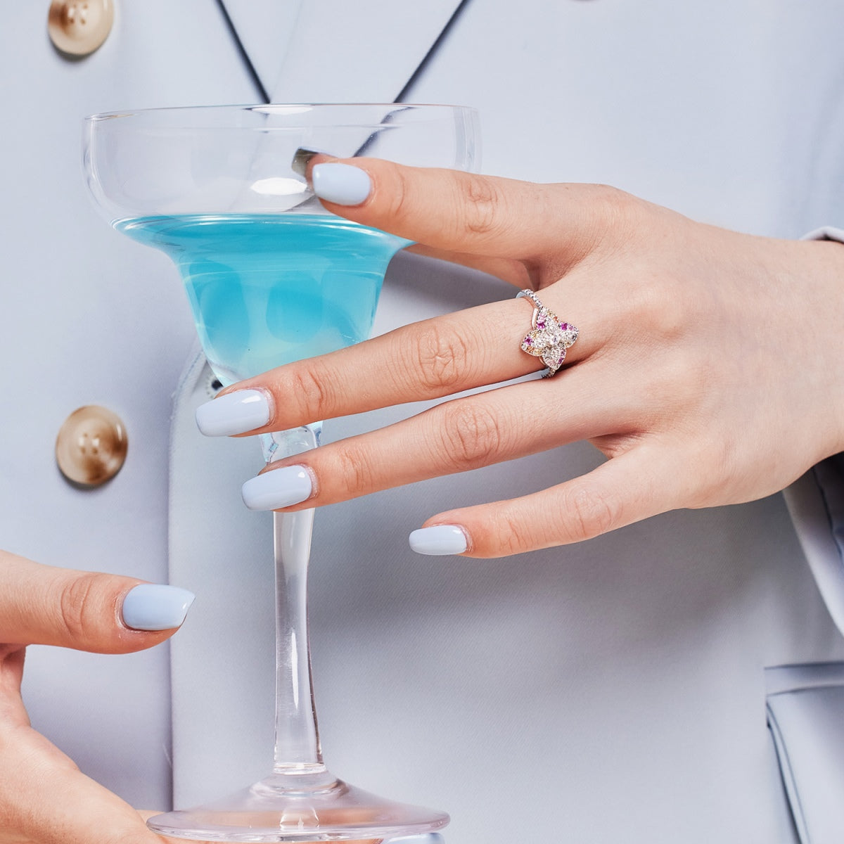 [Kincade Jewelrys]Luxurious Colorful Flower Shape Banquet Ring