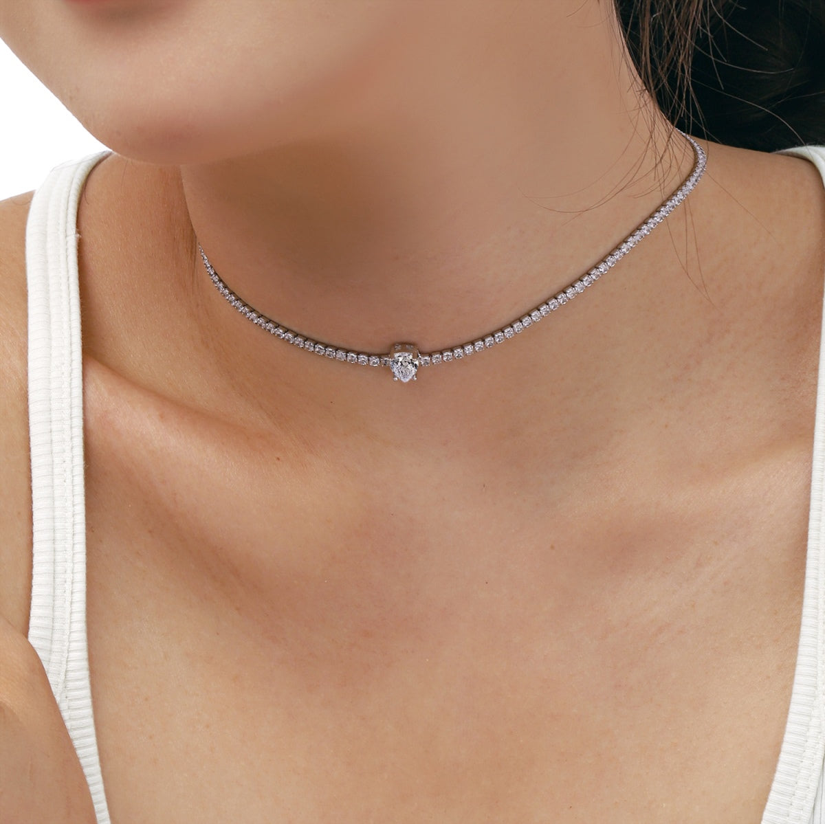 [Kincade Jewelrys]1.0 carat Unique Pear Cut Tennis Necklace