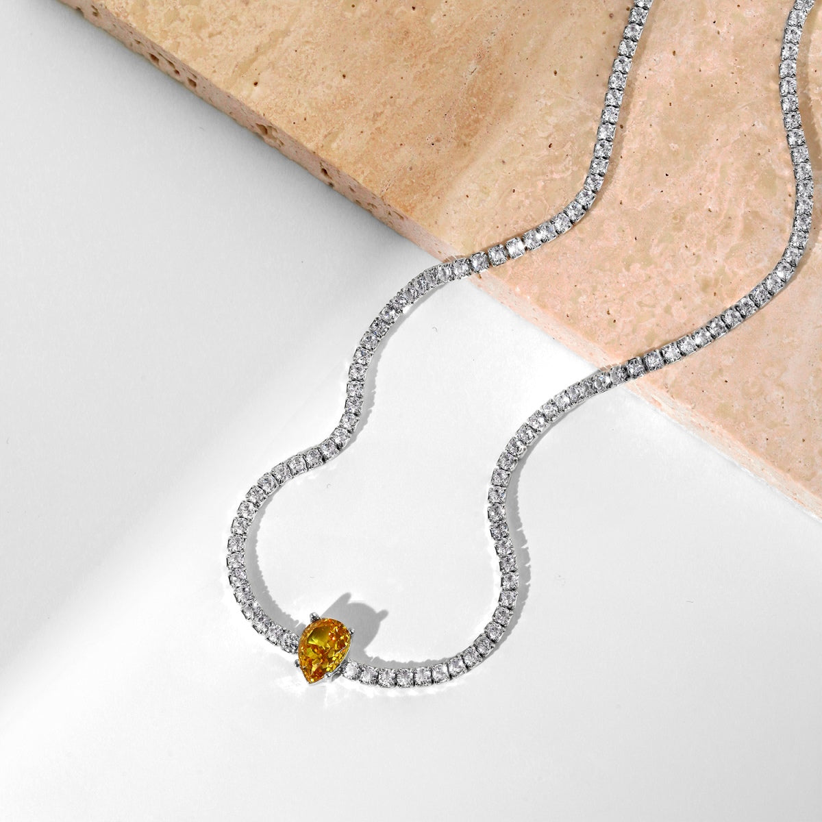 [Kincade Jewelrys]1.0 carat Unique Pear Cut Tennis Necklace