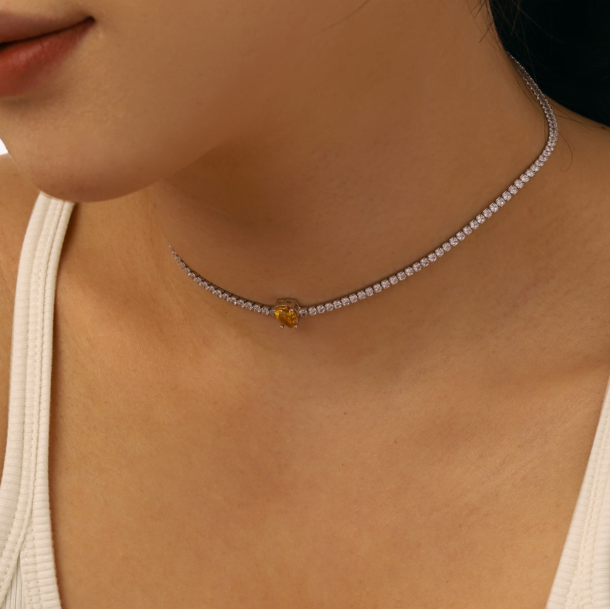 [Kincade Jewelrys]1.0 carat Unique Pear Cut Tennis Necklace