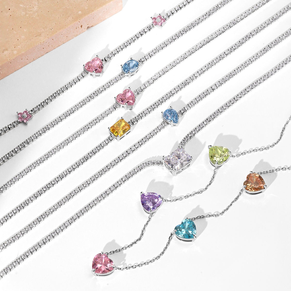 [Kincade Jewelrys]Dazzling Pink Heart Flower Necklace