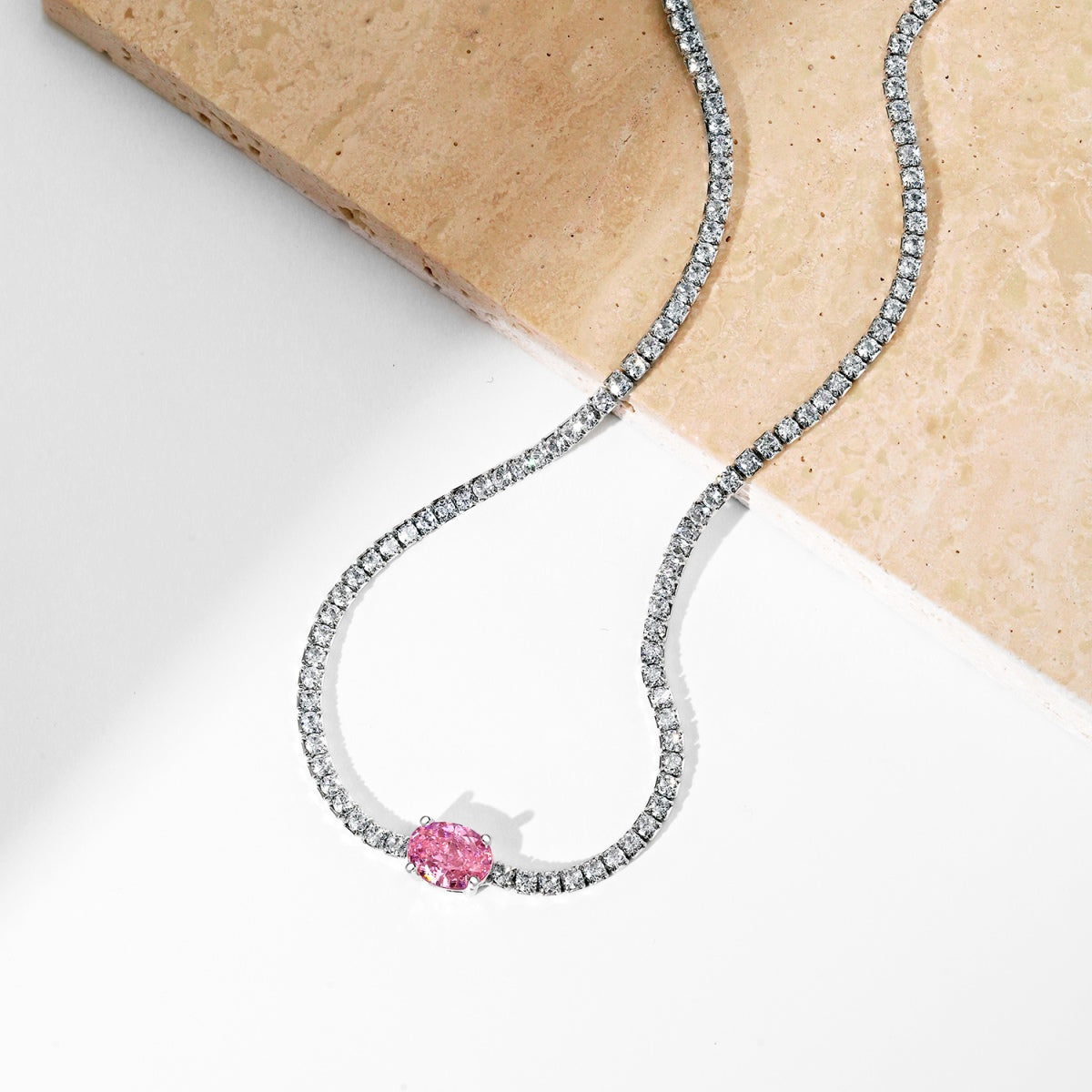 [Kincade Jewelrys]1.0 Carat Shining Oval Cut Necklace