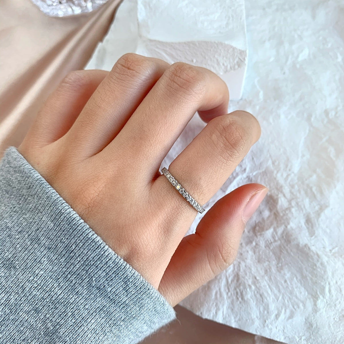 [Kincade Jewelrys]Delicate Sparkling Round Cut Daily Ring