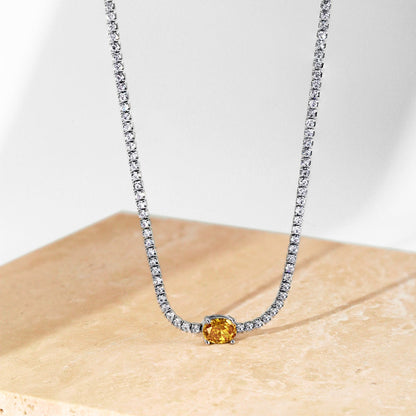 [Kincade Jewelrys]1.0 Carat Shining Oval Cut Necklace