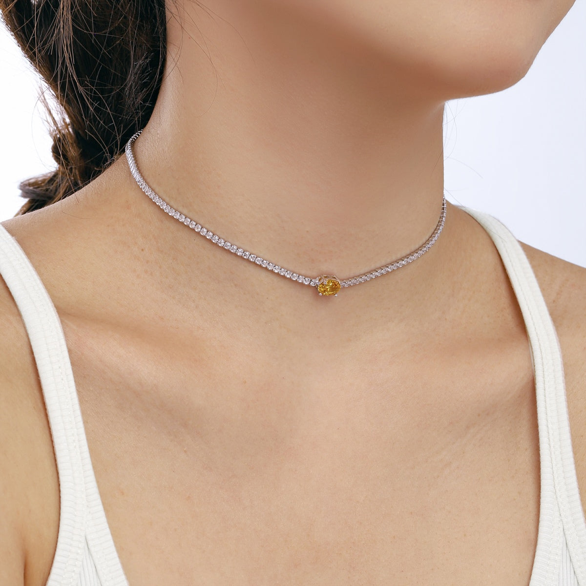 [Kincade Jewelrys]1.0 Carat Shining Oval Cut Necklace