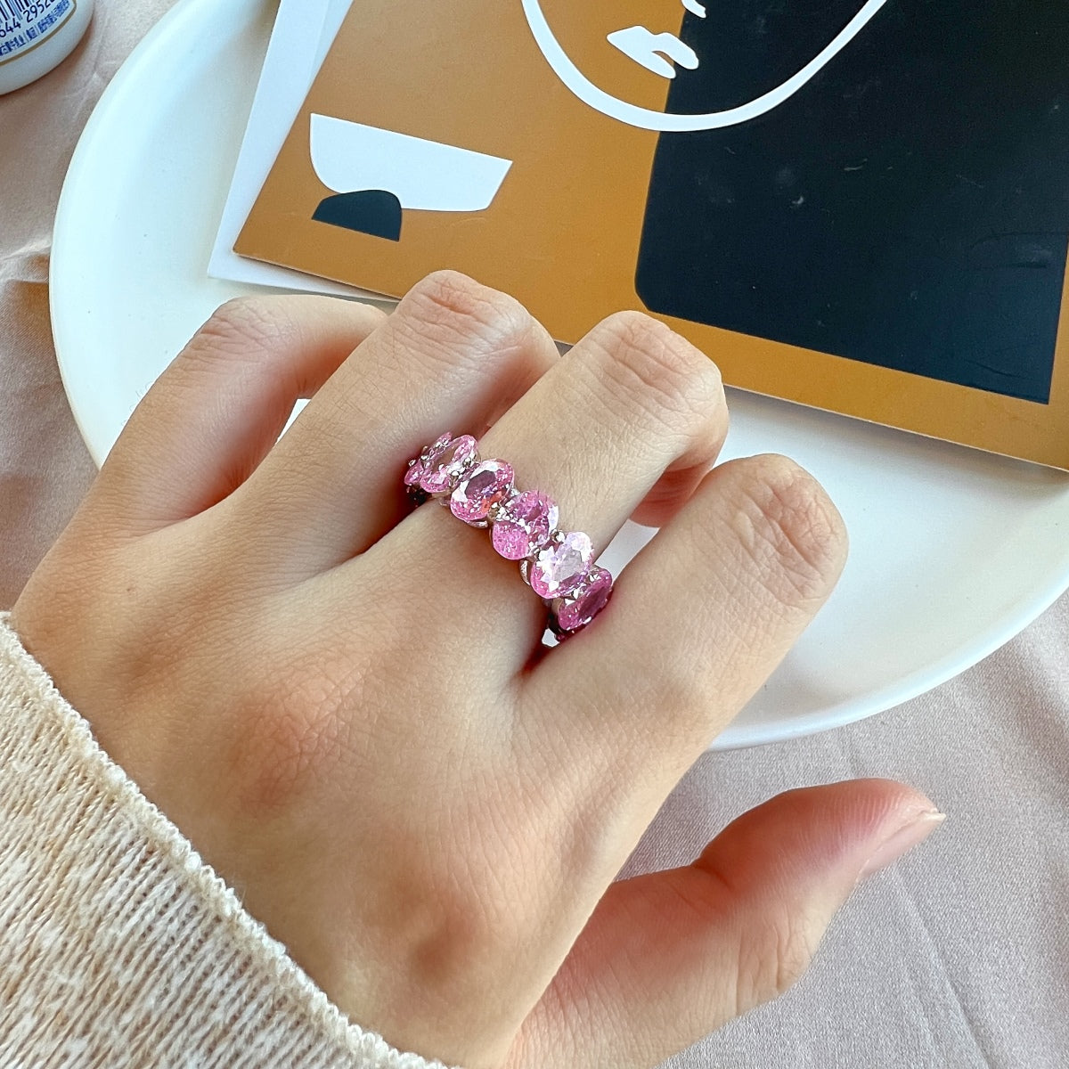 [Kincade Jewelrys]Dainty Elongated Cushion Cut Tennis Ring