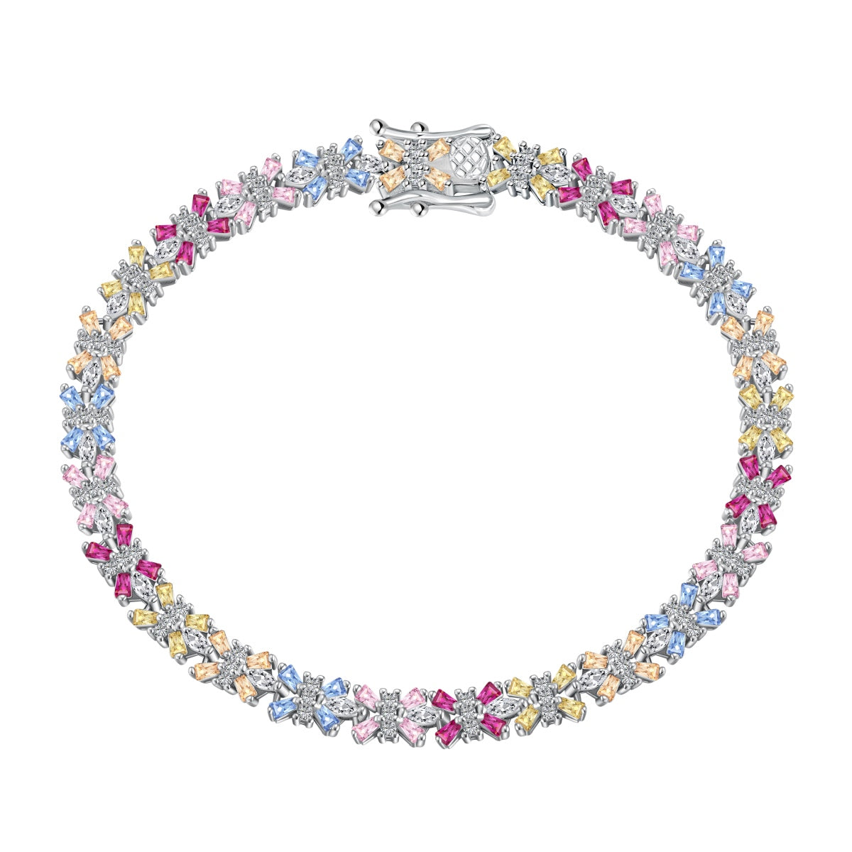 [Kincade Jewelrys]Radiant Colorful Emerald Cut Party Bracelet