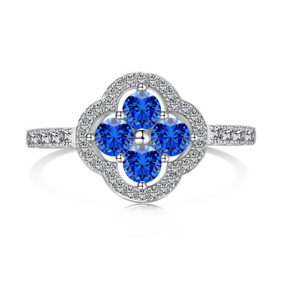 [Joyas Kincade] Anillo con diseño de flor de trébol de cuatro hojas