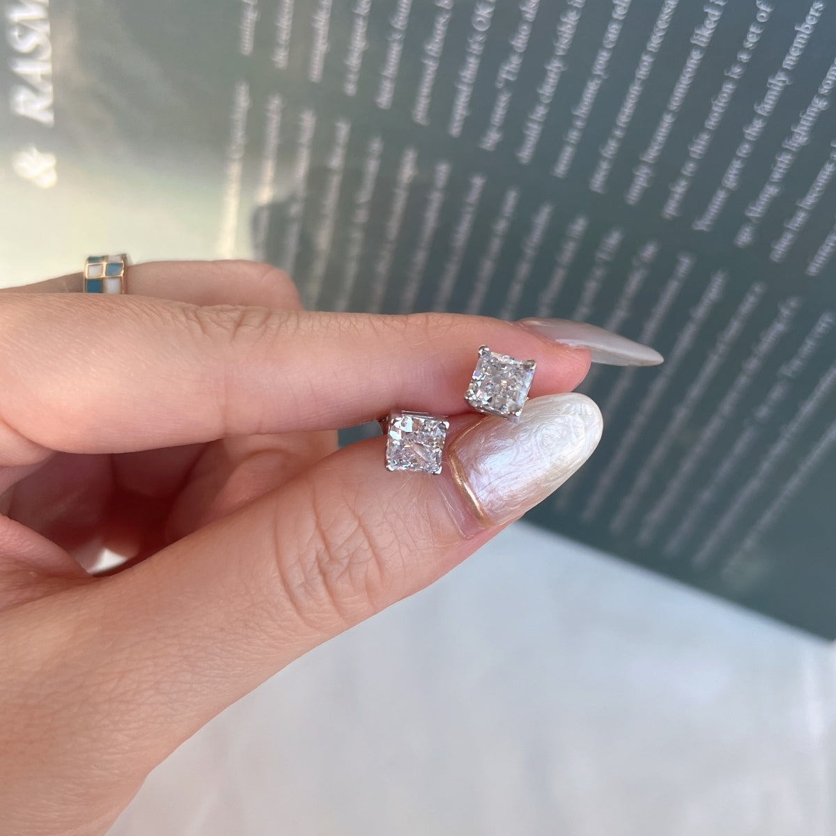 [Kincade Jewelrys]1.0 Carat Radiant Princess Cut Wedding Earrings