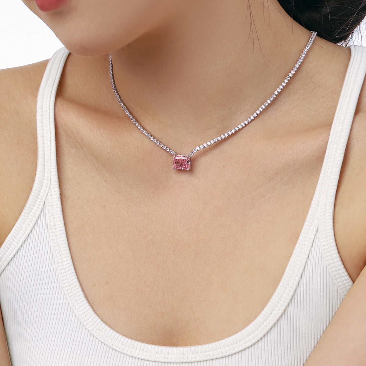 [Kincade Jewelrys]4.0 Carat Elegant Radiant Cut Necklace