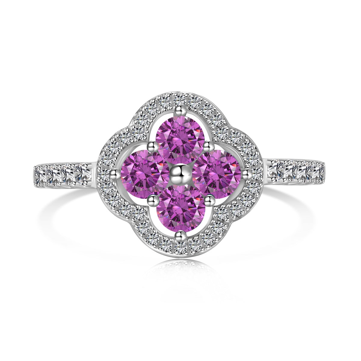 [Joyas Kincade] Anillo con diseño de flor de trébol de cuatro hojas