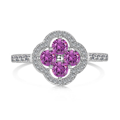 [Joyas Kincade] Anillo con diseño de flor de trébol de cuatro hojas
