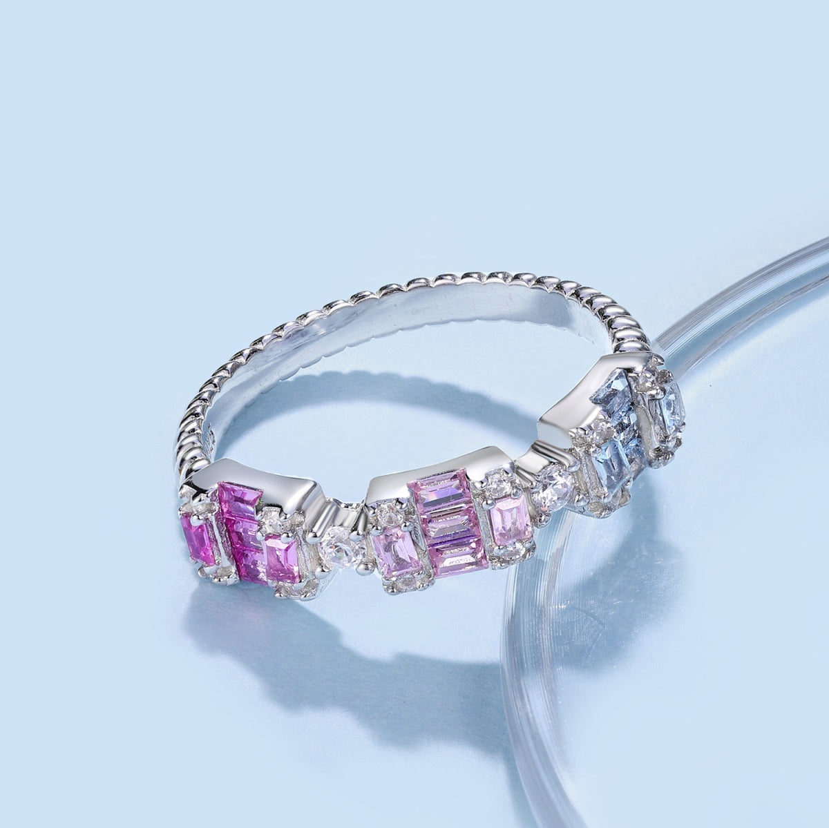 [Kincade Jewelrys]Unique Colorful Emerald Cut Party Ring