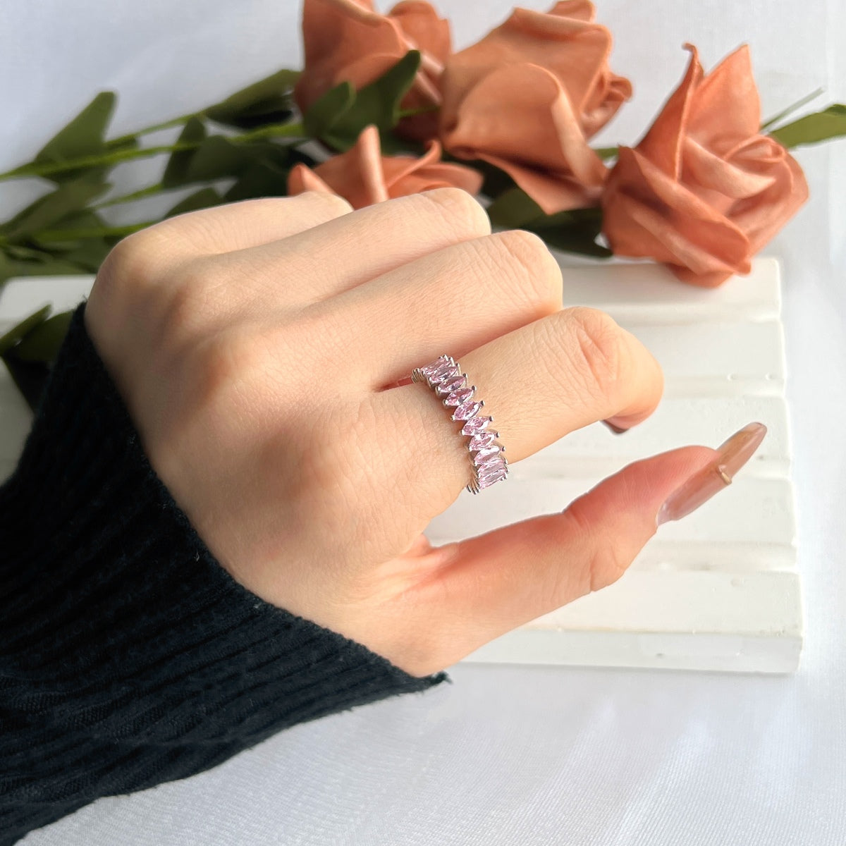 [Kincade Jewelrys]Gorgeous Marquise Cut Tennis Ring