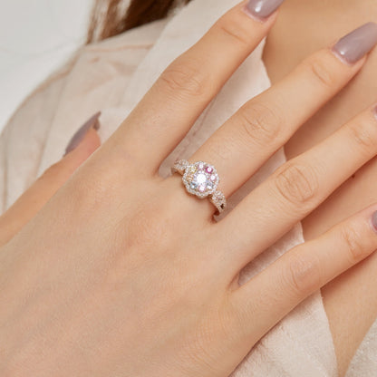 [Kincade Jewelrys]Delicate Colorful Round Cut Flower Shape Wedding Ring