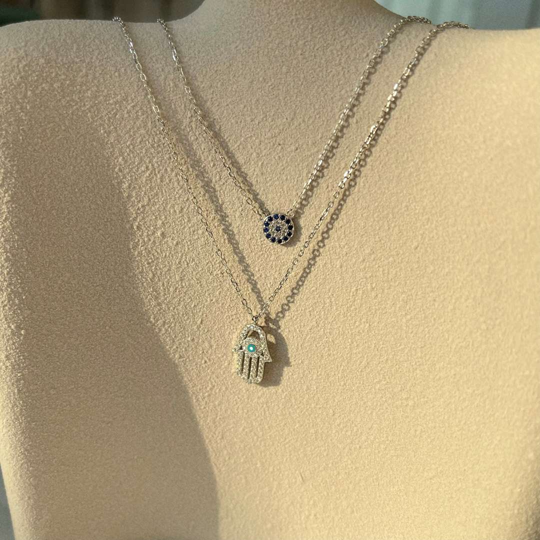 [Kincade Jewelrys]Demon Eye Hamsa Palm Necklace