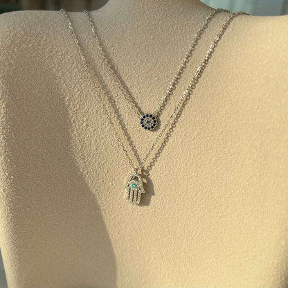 [Kincade Jewelrys]Demon Eye Hamsa Palm Necklace