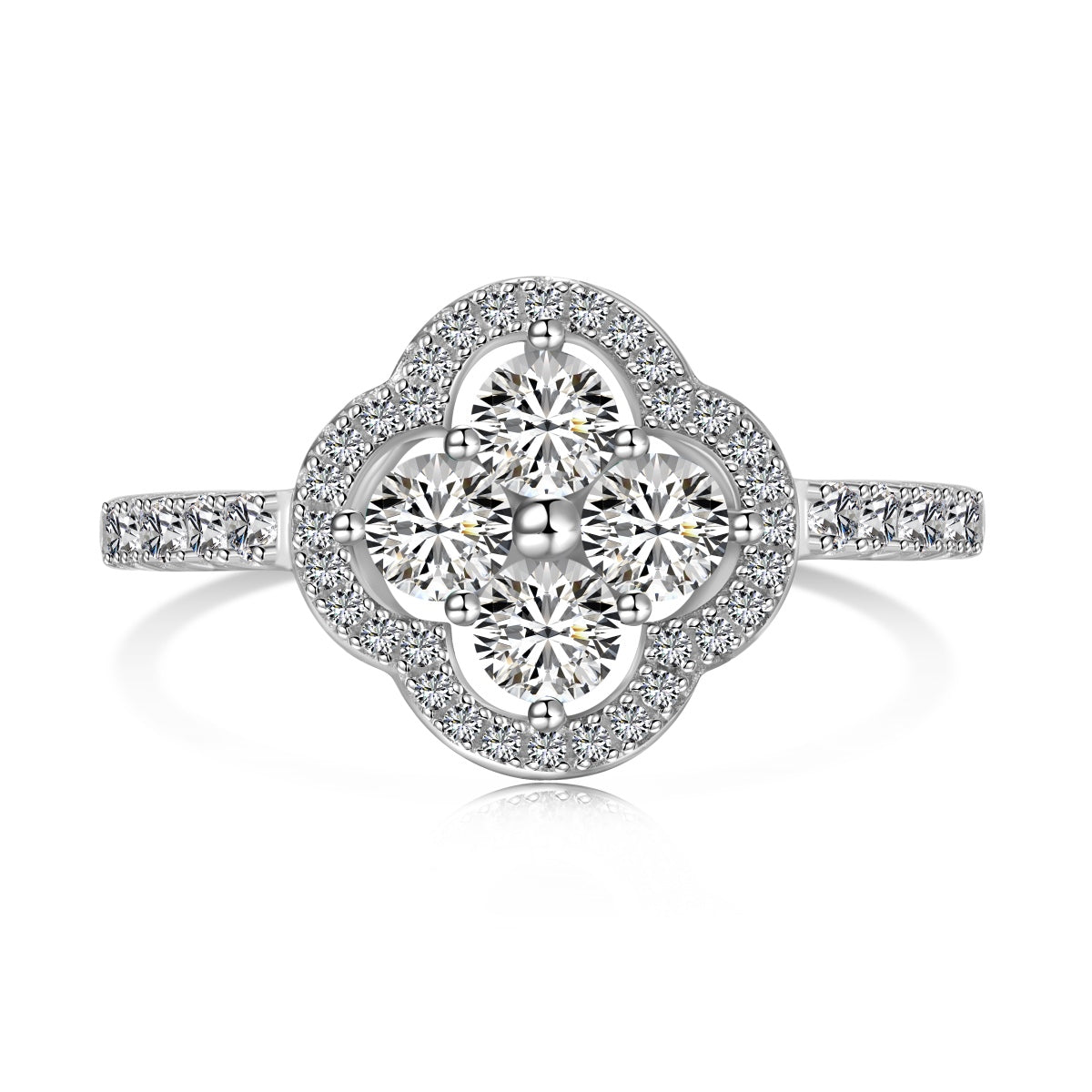 [Joyas Kincade] Anillo con diseño de flor de trébol de cuatro hojas