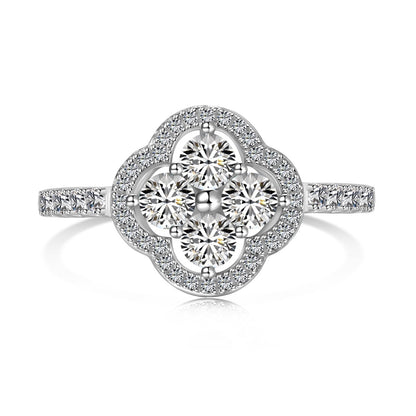 [Joyas Kincade] Anillo con diseño de flor de trébol de cuatro hojas