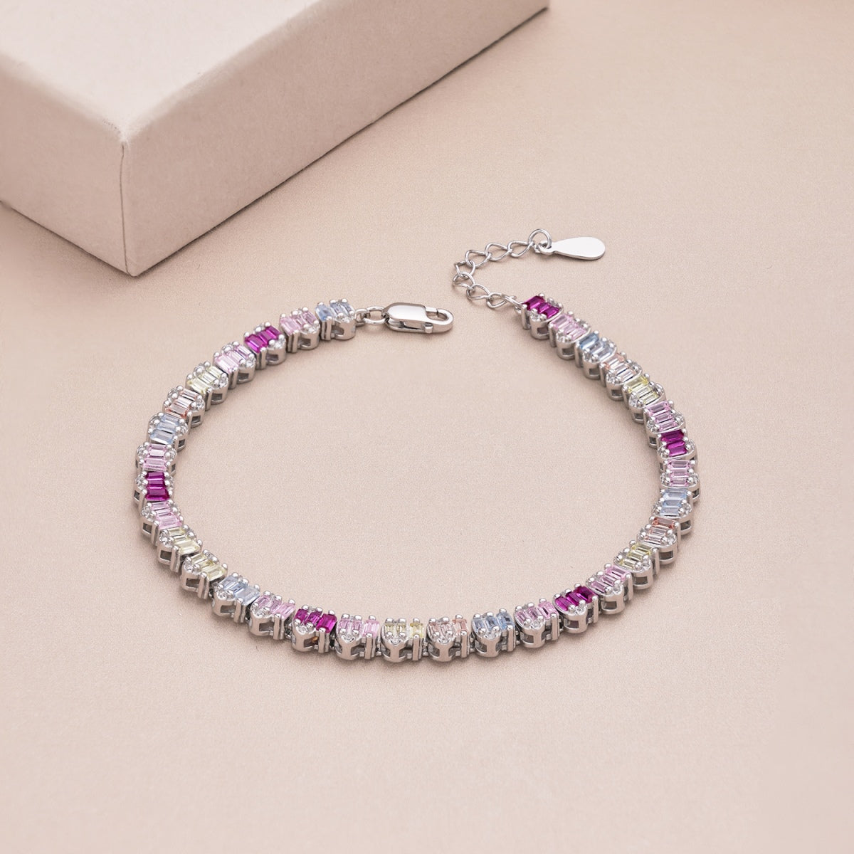 [Kincade Jewelrys]Delicate Colorful Emerald Cut Party Bracelet