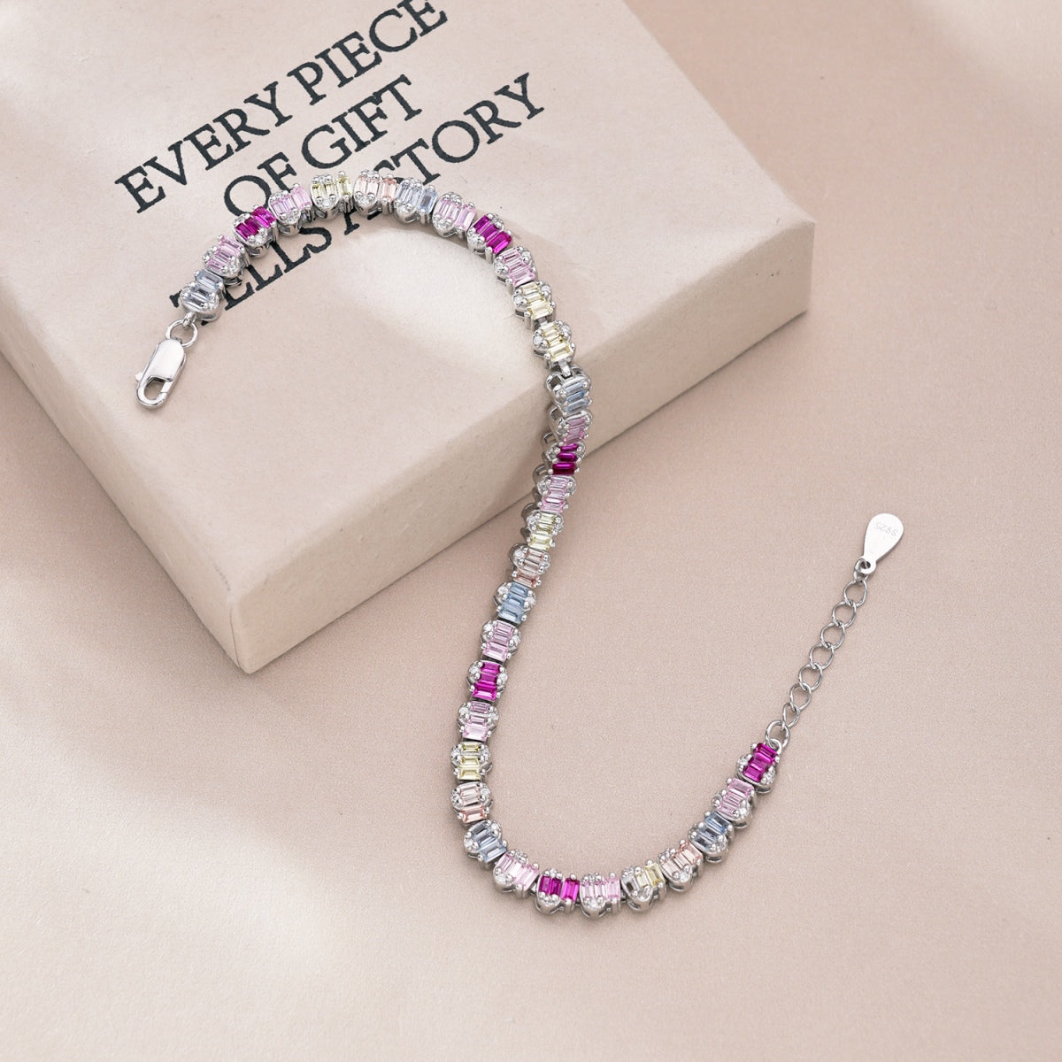 [Kincade Jewelrys]Delicate Colorful Emerald Cut Party Bracelet
