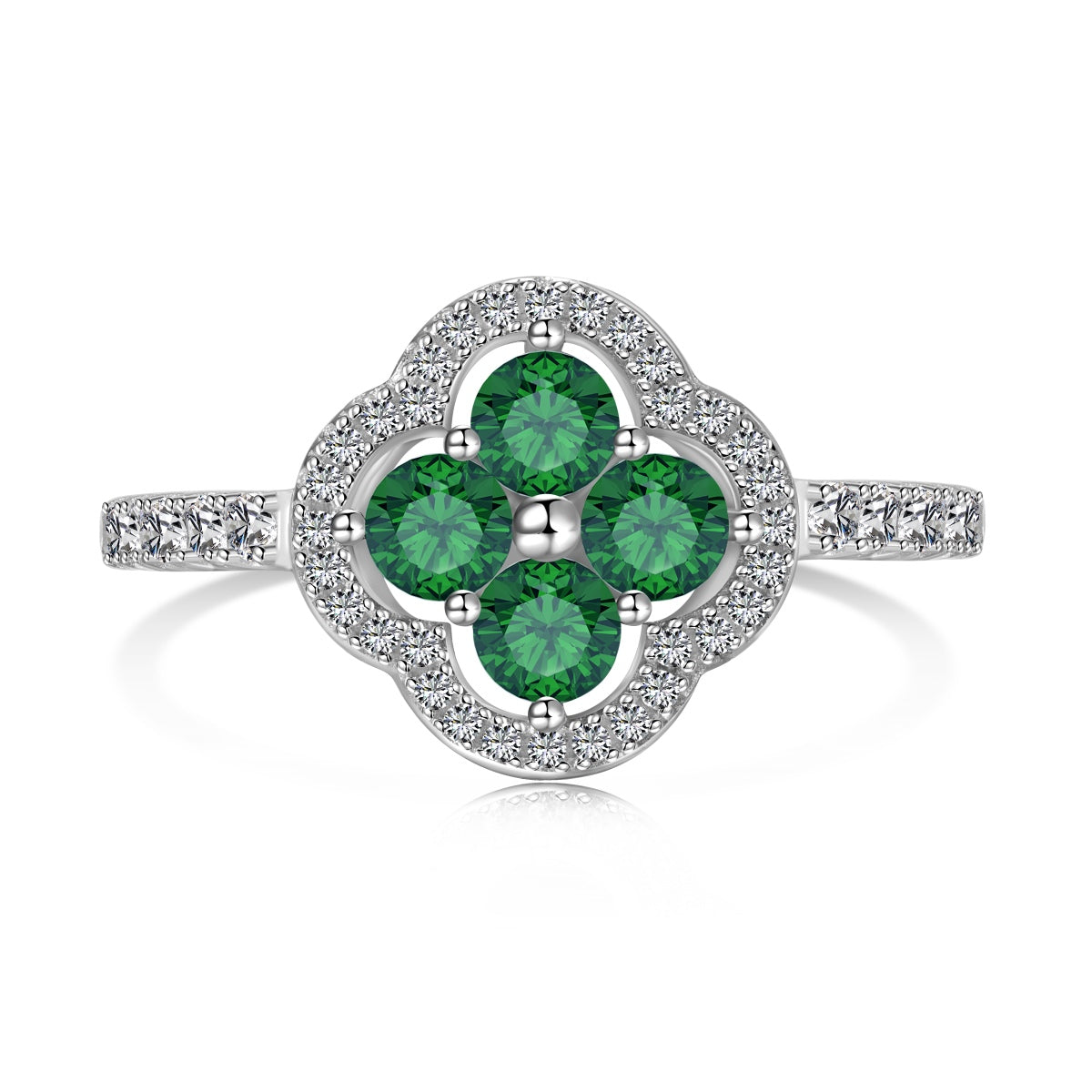 [Joyas Kincade] Anillo con diseño de flor de trébol de cuatro hojas