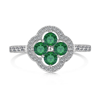 [Joyas Kincade] Anillo con diseño de flor de trébol de cuatro hojas