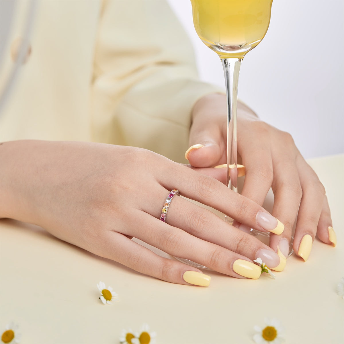 [Kincade Jewelrys]Dazzling Lustrous Round Cut Tennis Ring