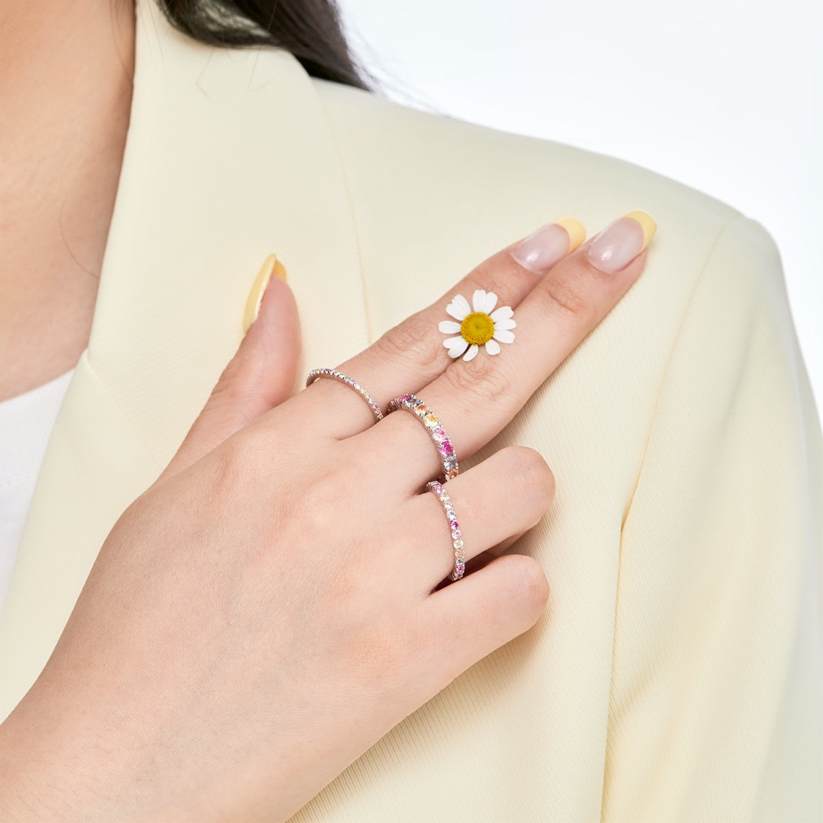 [Kincade Jewelrys]Dazzling Lustrous Round Cut Tennis Ring