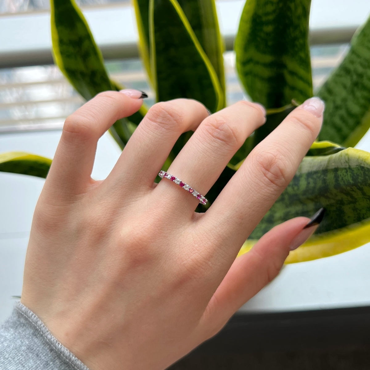 [Kincade Jewelrys]Exquisite Colorful Round Cut Tennis Ring