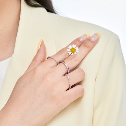 [Kincade Jewelrys]Ornate Colorful Round Cut Tennis Ring
