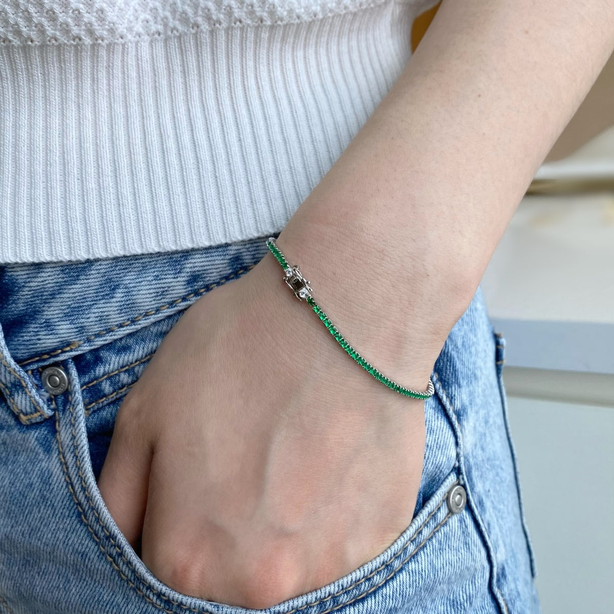 [Kincade Jewelrys]Dazzling Colorful Round Cut Daily Bracelet