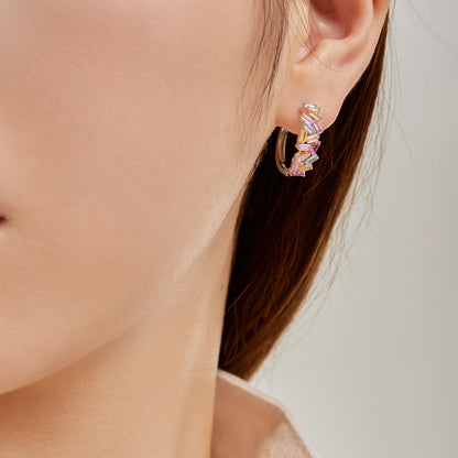 [Kincade Jewelrys]Dazzling Colorful Emerald Cut Daily Earrings