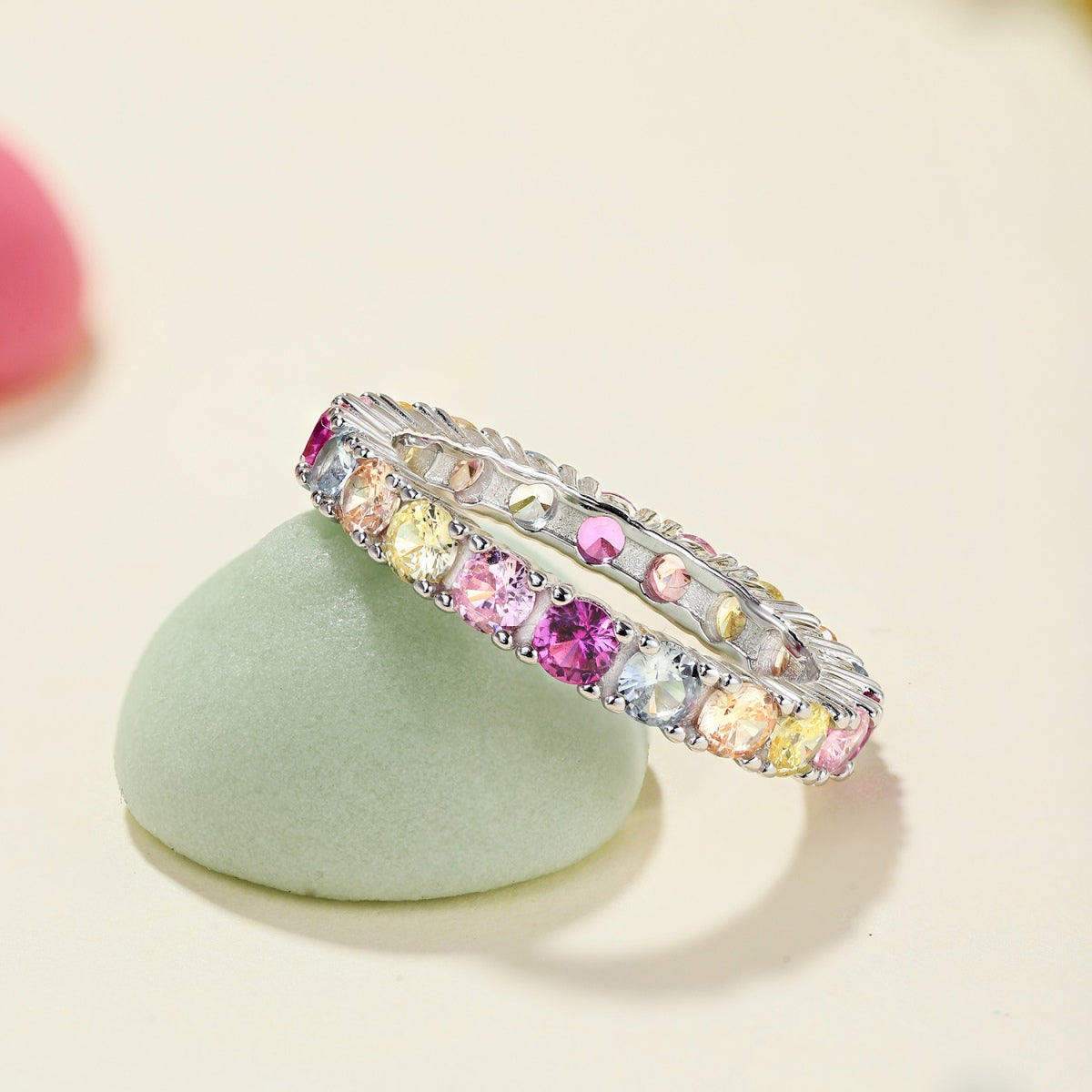 [Kincade Jewelrys]Dazzling Lustrous Round Cut Tennis Ring
