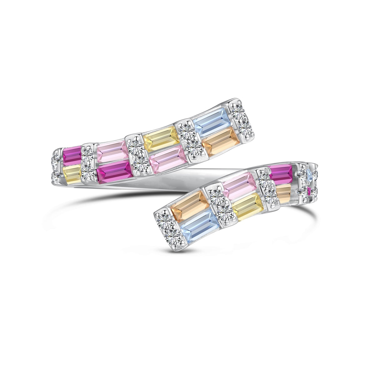 [Kincade Jewelrys]Charming Colorful Radiant Cut Adjustable Daily Ring