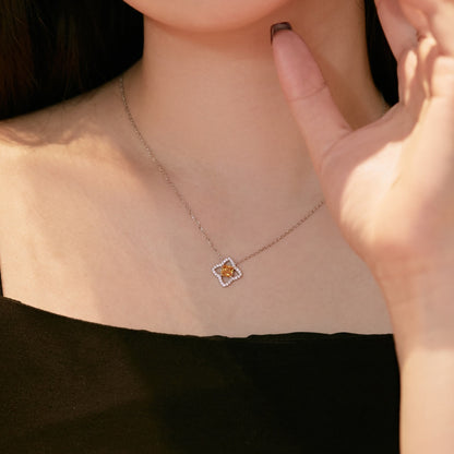 [Kincade Jewelrys]Exquisite Flower Shape Princess Cut Necklace