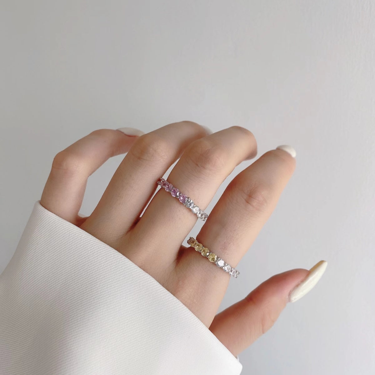 [Kincade Jewelrys]Sparkling Round Cut Tennis Ring