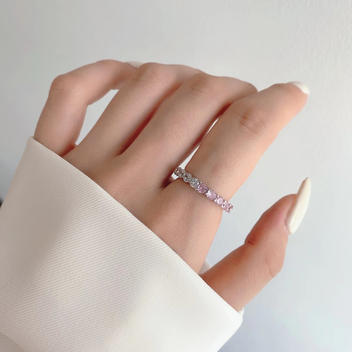 [Kincade Jewelrys]Sparkling Round Cut Tennis Ring