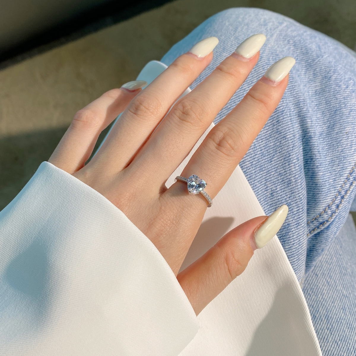 [Kincade Jewelrys]2.0 Carat Dazzling Lustrous Heart Cut Lover Ring
