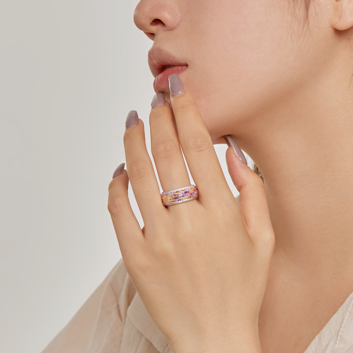 [Kincade Jewelrys]Radiant Colorful Radiant Cut Daily Ring