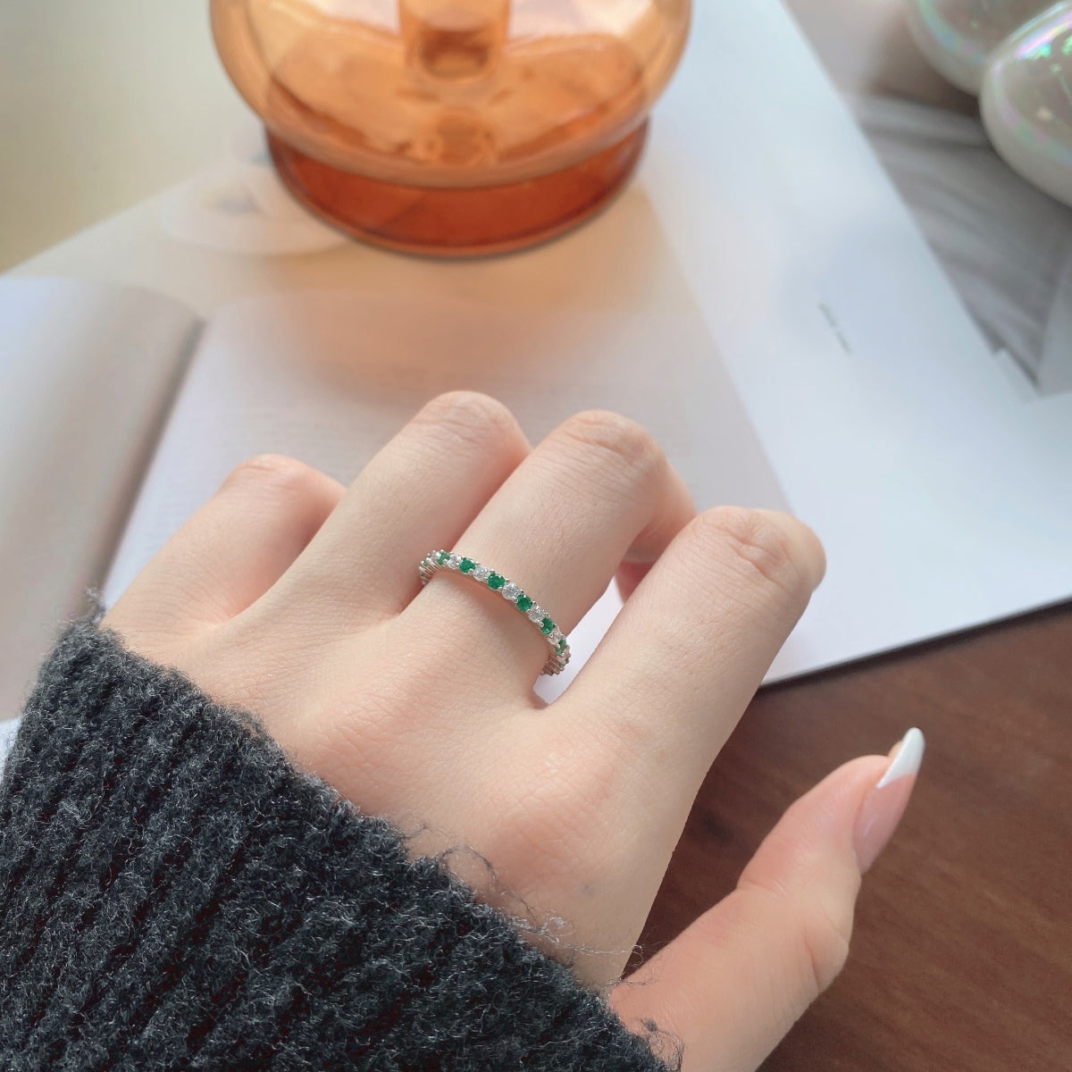 [Kincade Jewelrys]Exquisite Colorful Round Cut Tennis Ring